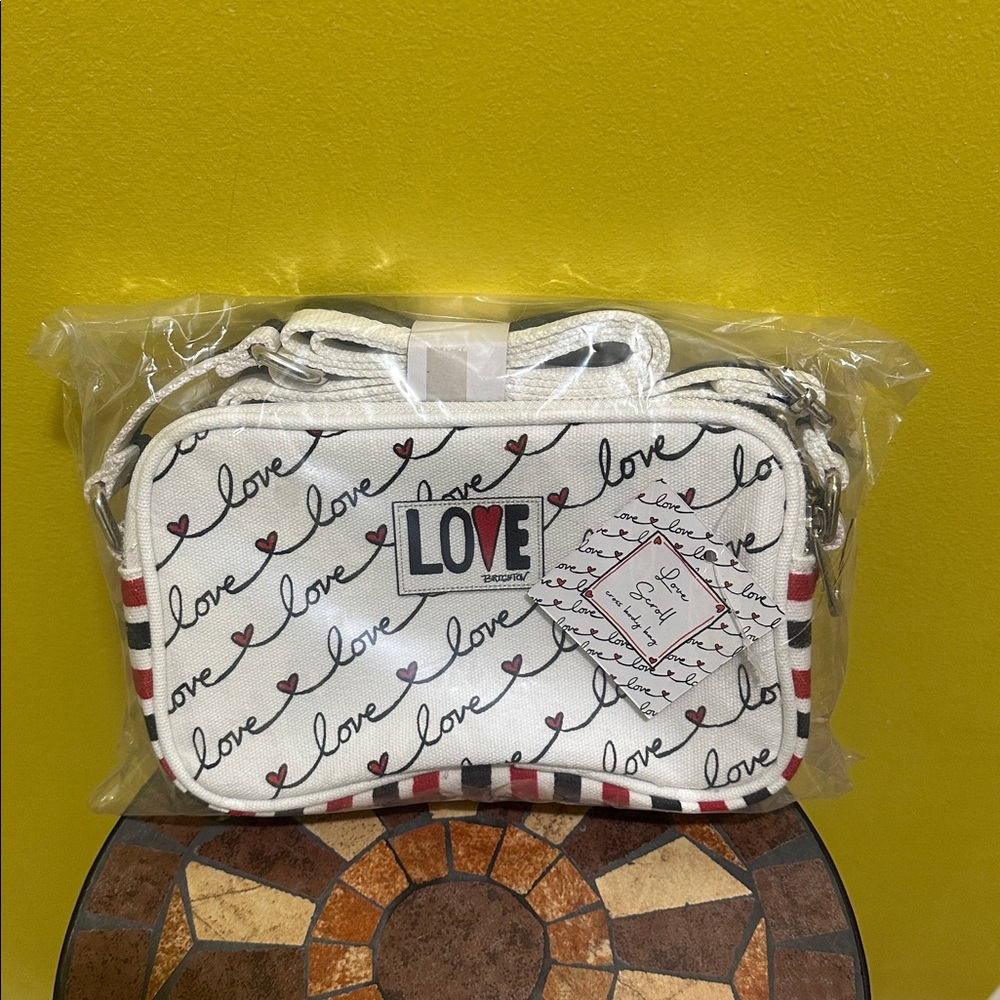 Brighton White Love Print Crossbody Bag